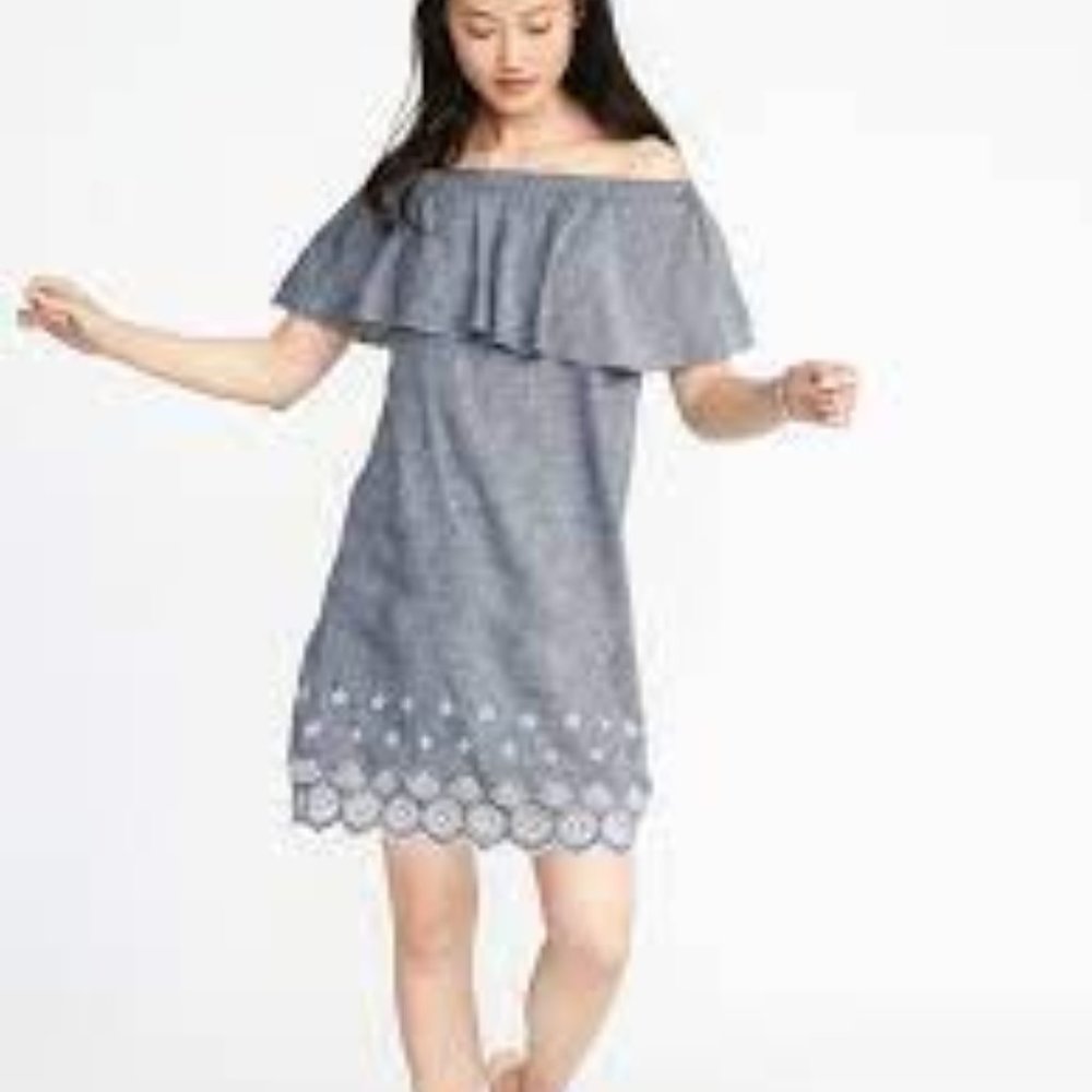 Old Navy Off-the-Shoulder Linen-Blend Shift Dress